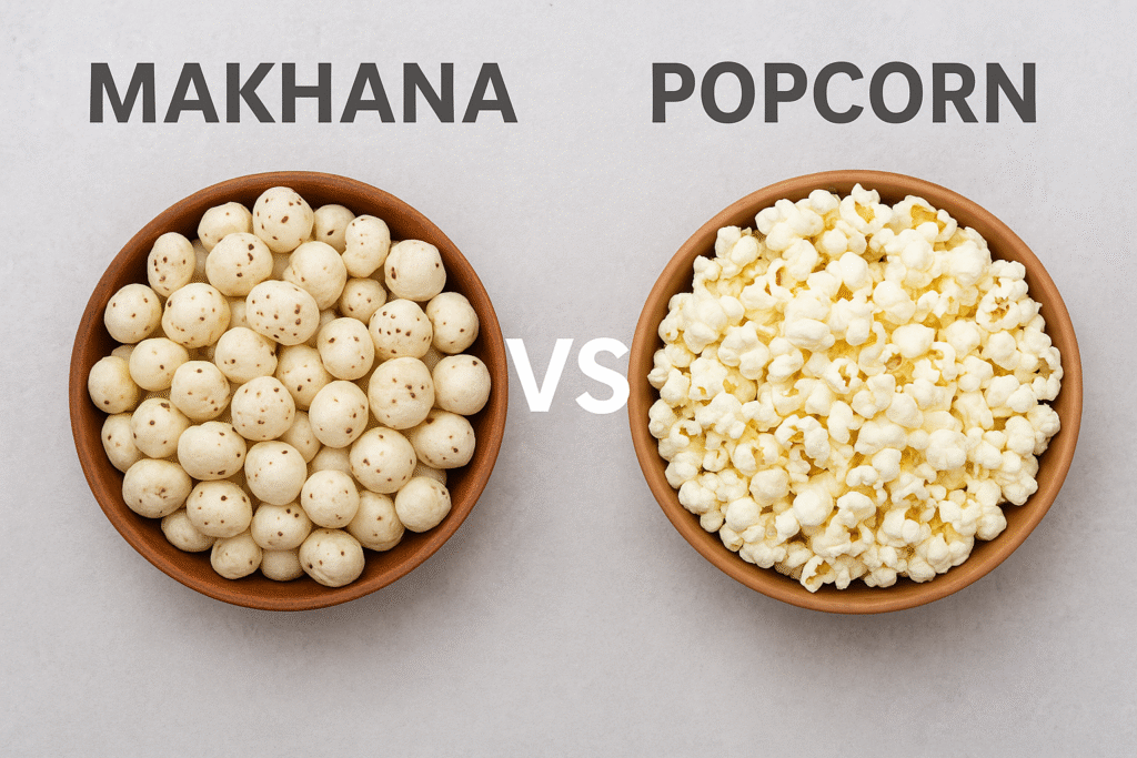 Makhana vs Popcorn healthy snack comparison